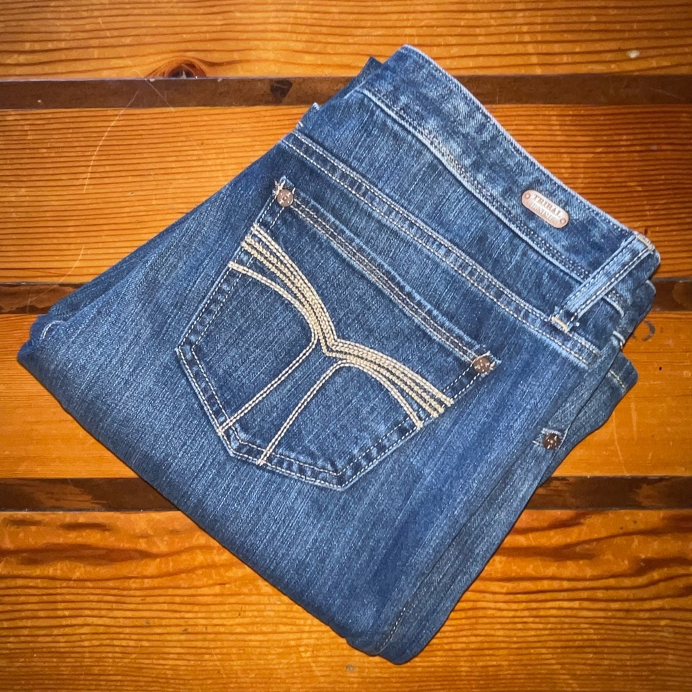 Women’s Tribal Denim Jeans Mid Waist Curvy Fit Boot Leg Size 28/6 - Picture 10 of 10